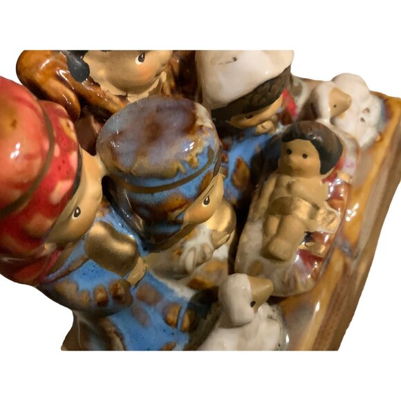 Handcrafted Small Ceramic Nativity Scene Figurine w/ Adorable Characters & Sheep - Picture 10 of 16